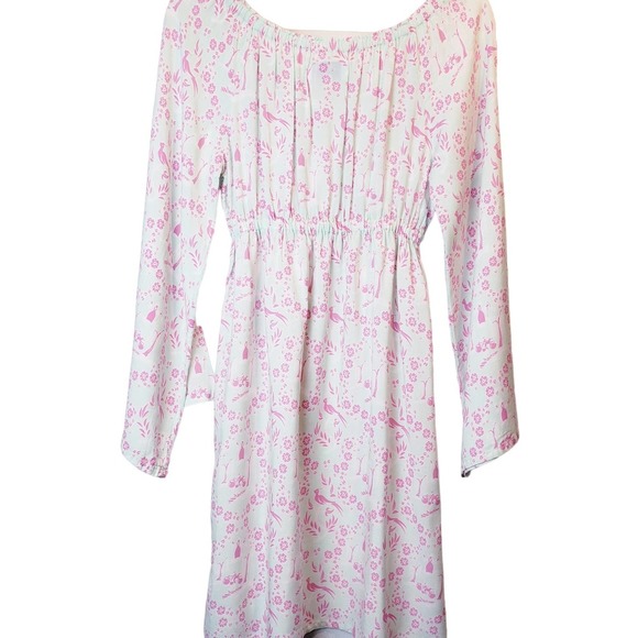 Angela‎ Moore Pale Turquoise and Pink Carly Dress Long Butterfly Sleeves Size S - Picture 1 of 10